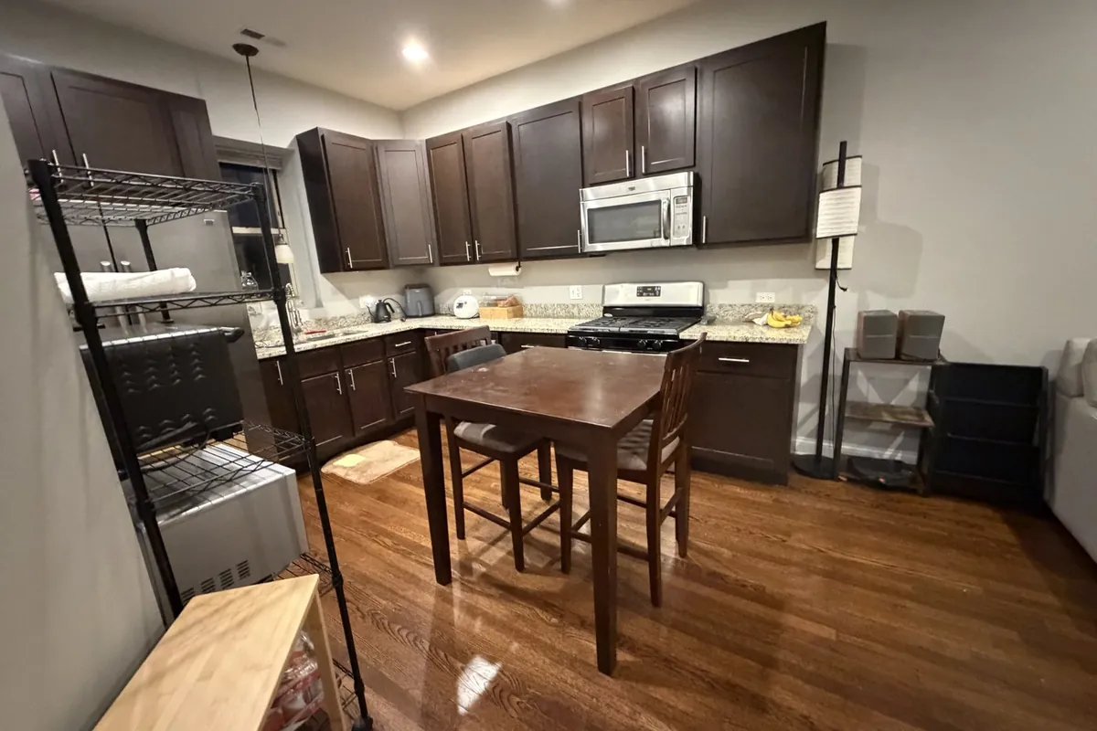 A kitchen unpacked and set up after a move